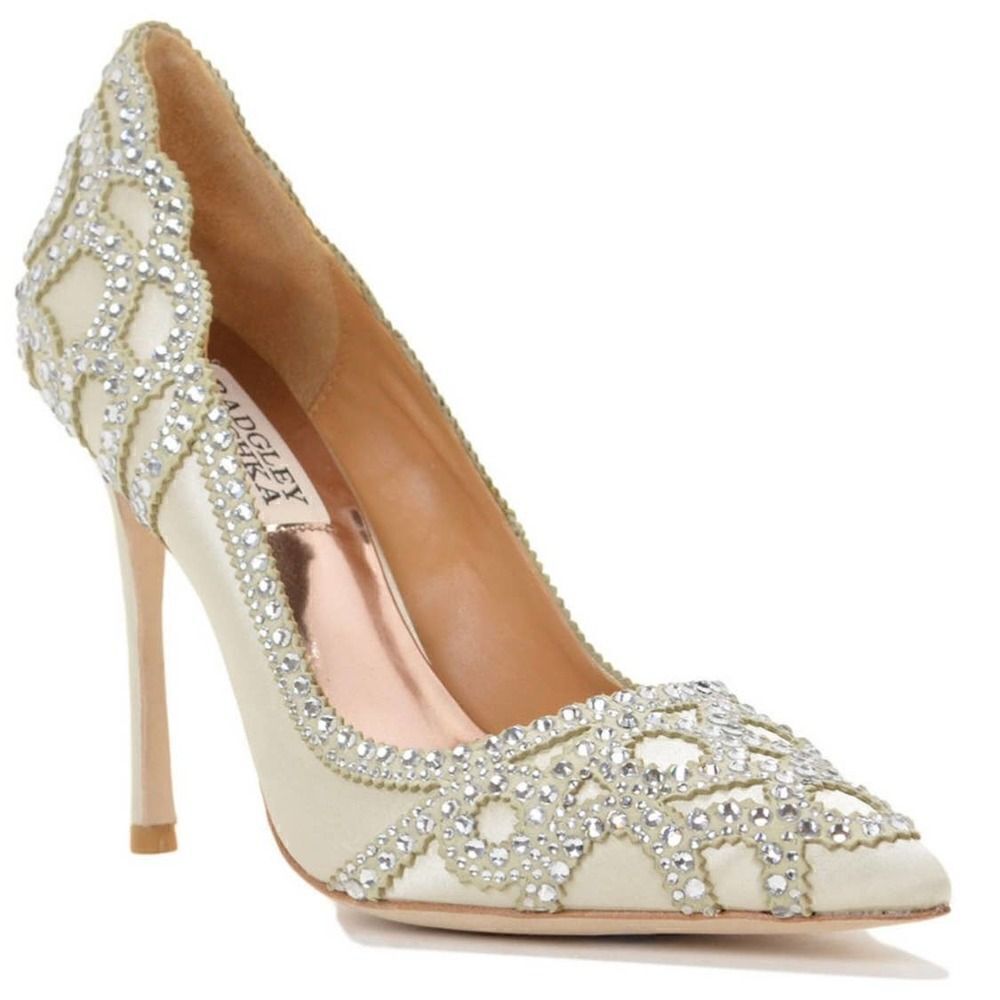 Badgley Mischka Collection Rouge Embellished Evening Pointed Toe Pump Size 8